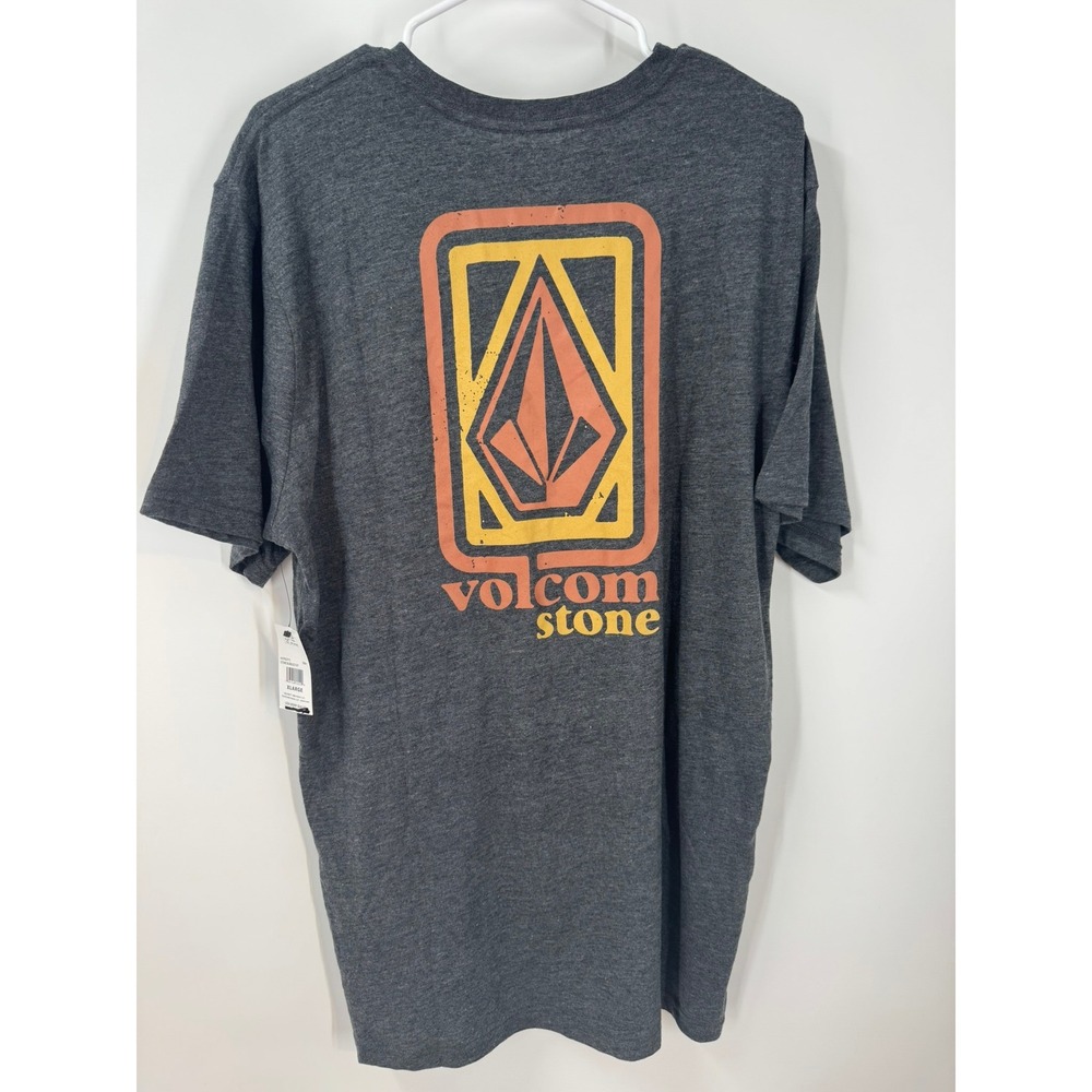 Volcom Stone Short Sleeve Gray Orange T-Shirt Men's XL Modern‎ Fit Graphic Logo